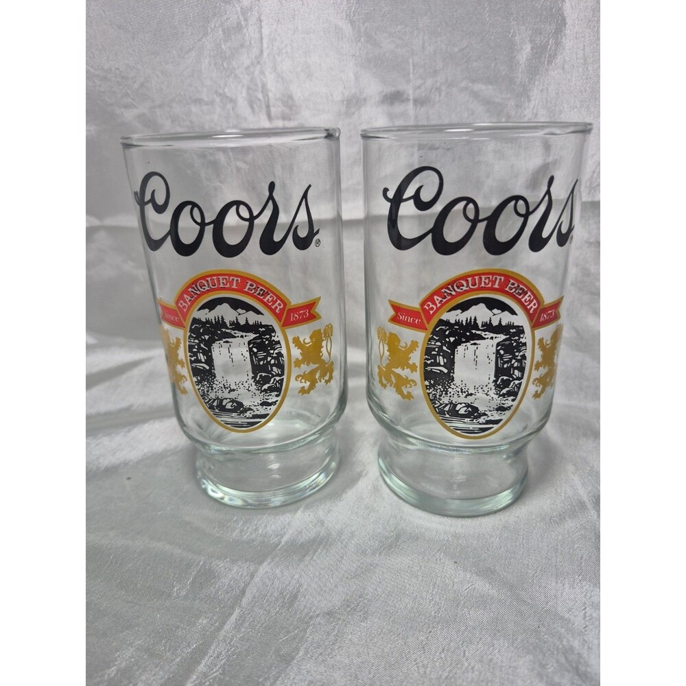 Lot of 2 Vintage Coors Banquet Beer Bar Tavern Glass 5 1/4" Tall